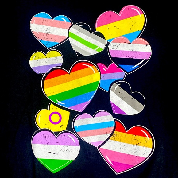 Pride Flag Hearts Graphic T-Shirt - Size XXL - NWT - Picture 2 of 3
